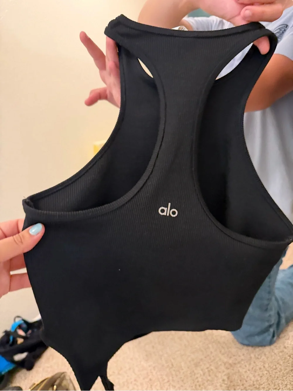 ALO Yoga Black Ribbed High-Neck Bodysuit